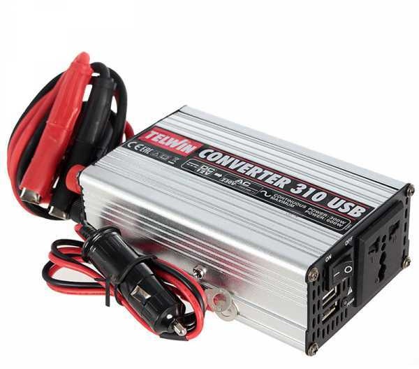 Telwin Converter 310 - Stromkonverter Inverter USB von 12V DC bis zu 230V AC - 2 USB-Anschlüsse