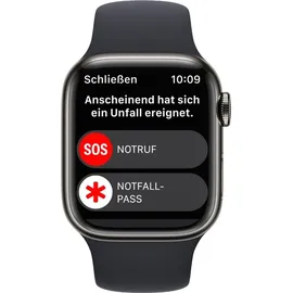 Apple Watch Series 8 GPS + Cellular 41 mm Edelstahlgehäuse graphit, Sportarmband mitternacht