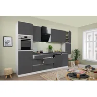 Respekta Küchenzeile Lorena 330 cm Grau Hochglänzend