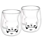 Gräwe Doppelwandige-Thermogläser, 190ml, 2er Set, Motiv Katze