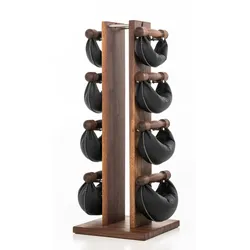 NOHrD Swing Turm Nussbaum - Hanteln aus Vollholz und Leder