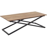 Stolkom Sp.z.o.o. Modante Couchtisch, Akazie, Schwarz, Metall, Holz, Akazie, massiv, rechteckig, X-Form, 61x46x122 cm, abnehmbares Tablett, Wohnzimmer, Wohnzimmertische, Couchtische, Metall-Couchtische