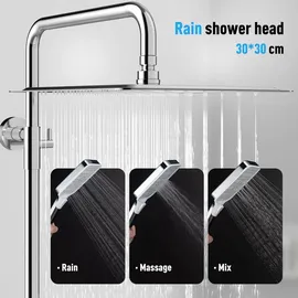 Rainsworth Duschsystem mit Thermostat Chrom Silber 30 * 30cm