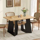 Sweiko Haustierfreundlicher Esszimmer-Küchentisch mit Haustierbereich & Ablagebrettchen, rechteckig für 6 Personen (130×85×75 cm), Naturholz-Sc...