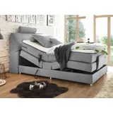 ed-lifestyle polstermöbel Palermo 120x200 cm, Boxspringbett mit Motor, Hellgrau, Ausführung:Variante 3 - Hellgrau
