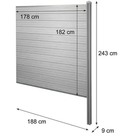 MCW Windschutz 188 x 0 cm Grau WPC