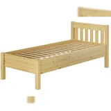 Erst-Holz Hohes Holzbett 90x200 Kiefer natur Seniorenbett Einzelbett Zubehör wählbar V-60.55-09 Federleisten