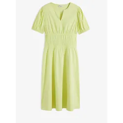 bonprix Maxikleid mit elastischer geraffter Taille, grün, 44, mit Baumwolle