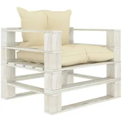 vidaXL Garten-Palettensofa mit Creme-Kissen Holz