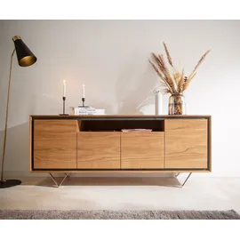 DeLife Sideboard Stonegrace 175 cm Akazie Natur 4 Türen 1 Fach Steinfurnier V-Fuß