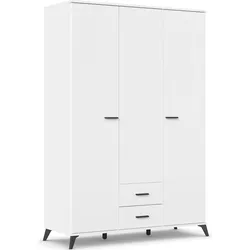Drehtürenschrank RAUCH "Lucena", weiß (alpinweiß), B:140cm H:203cm T:54cm, Holzwerkstoff, Schränke, mit schräg ausgestellten Füßen im Monochrom-Stil