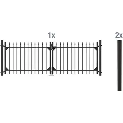 Alberts Doppeltor-Set Chaussee Schwarz Matt + Anthrazit, Höhe 100 + 120 cm, Aluminium, Gartentor-Set