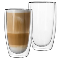 Doppelwandige Gläser Kaffeegläser Set, 2 x 450ML - Ideal für Latte Macchiato, Cappuccino, Espresso - Stilvolles Design, Hitzebeständig, Spülmaschinenfest, Glas