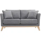 miliboo Sofa skandinavisch 2 Plätze Hellgrau helle Holzbeine OSLO