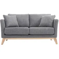 miliboo Sofa skandinavisch 2 Plätze Hellgrau helle Holzbeine OSLO