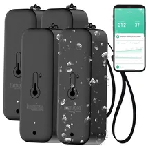 Luminea Home Control 4er-Set WLAN-Außen- und Innen-Temperatur- und Luftfeuchtigkeitssensor