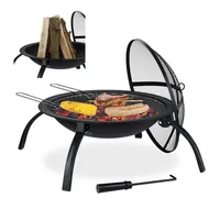 Relaxdays XL Feuerschale mit Grillzubehör