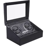 innytund Uhrenboxen 4+6 Automatische Uhrenbeweger Box Schwarz Uhrenkasten Automatisch Vitrine Watch Winder Display Leder Uhrenboxen aufbewahrungsbox Geschenk für Weihnachten/Jubiläum/Vater/Geburtstag