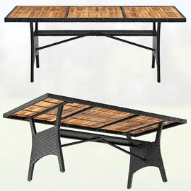 CASARIA Polyrattan Gartentisch 190 x 90 x 74 cm Schwarz