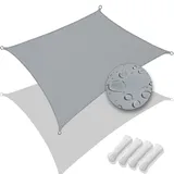 VOUNOT VOUNOT® Sonnensegel Rechteckig inkl. Befestigungsseile Wasserdicht, Sonnenschutz Wetterbeständig und UV Schutz, für Balkon Garten Terrasse, 3x4m, Grau