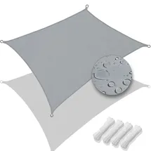 VOUNOT VOUNOT® Sonnensegel Rechteckig inkl. Befestigungsseile Wasserdicht, Sonnenschutz Wetterbeständig und UV Schutz, für Balkon Garten Terrasse, 3x4m, Grau