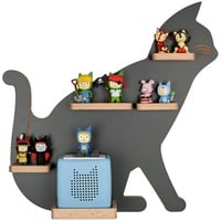 MR TEDDY BEAR Kinderregal Katze | Holzregal für die Toniebox und Tonies | Tonie-Regal hergestellt in der EU | Wandregal zum Spielen und Sammeln | Für Mädchen und Jungen | Anthrazit