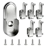 6 Stücke Kleiderstangenhalter, Robuste Halterungen für Garderobenstangen, Einfach Montage, Kleiderstange Halterung Schrankrohrlager Rundrohr Halterung Stangenhalter Kleiderstangenhalterung Silber