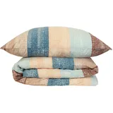 SCHIESSER Emilia Gestreift Petrol 135 x 200 cm + 80 x 80 cm