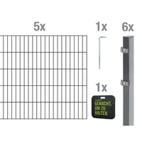 GAH Alberts Doppelstabmattenzaun-Set 5 Matten 1,40 x 10 m anthrazit