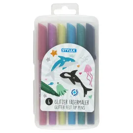 Stylex Glitzer-Fasermaler, 6 Stück