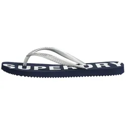 Badesandale SUPERDRY "Badesandale", Damen, Gr. S, dunkelblau, silber, Obermaterial: 100% Synthetik synthetic. Futter: 100% Synthetik synthetic. 100% Synthetik synthetic., Schuhe