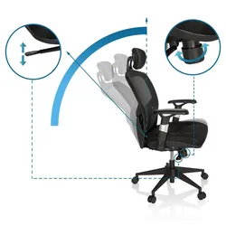Bürostuhl / Chefsessel VENUS BASE Sitz Stoff / Rücken Netz schwarz hjh OFFICE