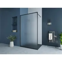 vente-unique Duschtrennwand Seitenwand italienische Dusche - 120 x 200 cm - Schwarz matt - VIRANA