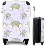 MuchoWow Handgepäckkoffer Mädchen - Regenbogen - Sonne - Muster - Mädchen - Kinder - Kinder -, 4 Rollen, Reisetasche mit rollen, Handgepäck für Ferien, Trolley, Reisekoffer bunt