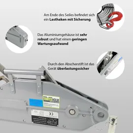 Trutzholm Seilzug 1600kg Greifzug Seilwinde Forstseilwinde 20m Seil