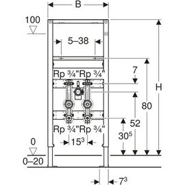 Geberit Duofix Waschtisch-Element 1120 mm für Standarmatur mit 2 Wasserzählerstecken
