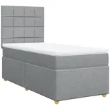 vidaXL Boxspringbett mit Matratze Hellgrau 100x200 cm Stoff