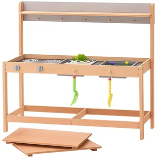 Vevor Matschküche 1000x360x885 mm, Kinderküche, Holzspielzeug-Spielküchenset mit Zubehör, Outdoor-Spielset, Rollenspiel-Outdoor-Küche für Jungen