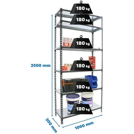 Proregal Schwerlastregal Metall 250x100x30 cm Anthrazit-Verzinkt