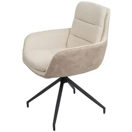 Mendler 6er-Set Esszimmerstuhl HWC-K32, Küchenstuhl Lehnstuhl Stuhl, drehbar Auto-Position, Stoff MVG ~ creme-beige