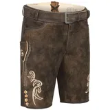Nübler Trachtenlederhose NÜBLER "Lederhosen kurz Latz Hudson", Herren, Gr. 52, EURO, braun, Obermaterial: 100% Lammleder LEL., Hosen