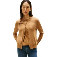Tommy Hilfiger Damen Cardigan Jersey Stitch Elegant, Braun (Hickory),