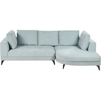 Ecksofa 3-Sitzer MARUM Chenillegewebe Hellblau linksseitig