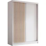 AX Living Schwebetürenschrank, Weiß, Walnuss, Kunststoff, Teilmassiv,Kiefer, Rechteckig, 150x216.1x61 cm, Hergestellt in Europa, FSC Mix, Reach, Schlafzimmer, Kleiderschränke, Schwebetürenschränke