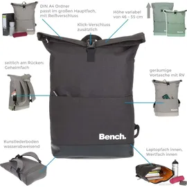 Sieber Kurierrucksack Rucksack Bench Classic mit Laptopfach 19 Liter Large A4 Geheimfach 64180 + Trinkflasche (Anthrazit Schwarz 0100)
