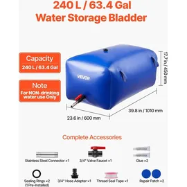 Vevor Wasserspeicherblase 240 L Blau
