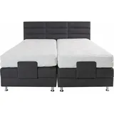 Westfalia Schlafkomfort Boxbett, grau, B:214cm L:210cm, Box und Kopfteil: Feinstrukturstoff (77% Polyester und 23% Viskose);Bezug der Obermatratze: 100% Polyester, WESTFALIA SCHLAFKOMFORT, Komplettbetten, Boxspringbett, mit Motor in diversen Ausführungen