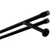 MDEKOR Gardinenstange schwarz 360 cm 2-läufig 19 mm aus Metall Wandbefestigung Zylinder