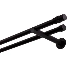MDEKOR Gardinenstange schwarz 360 cm 2-läufig 19 mm aus Metall Wandbefestigung Zylinder