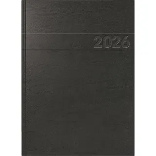 Brunnen Buchkalender 787 A4 1 Tag/Seite Schaumfolien-Einband schwarz 2026 | Kunststoff,